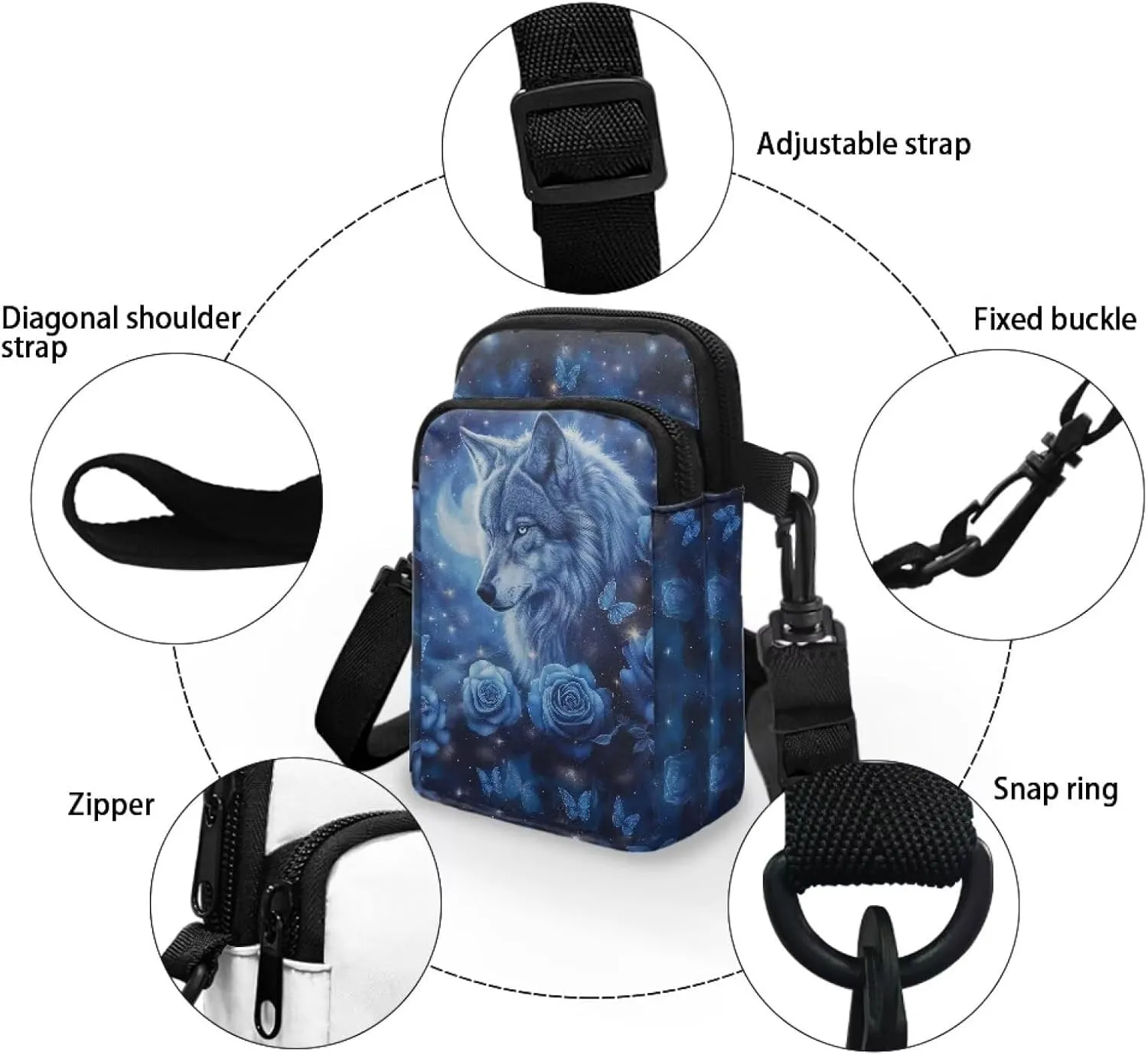 2 Layer Crossbody Bag Messenger Satchel Bags Wallet Phone Case for Men Women