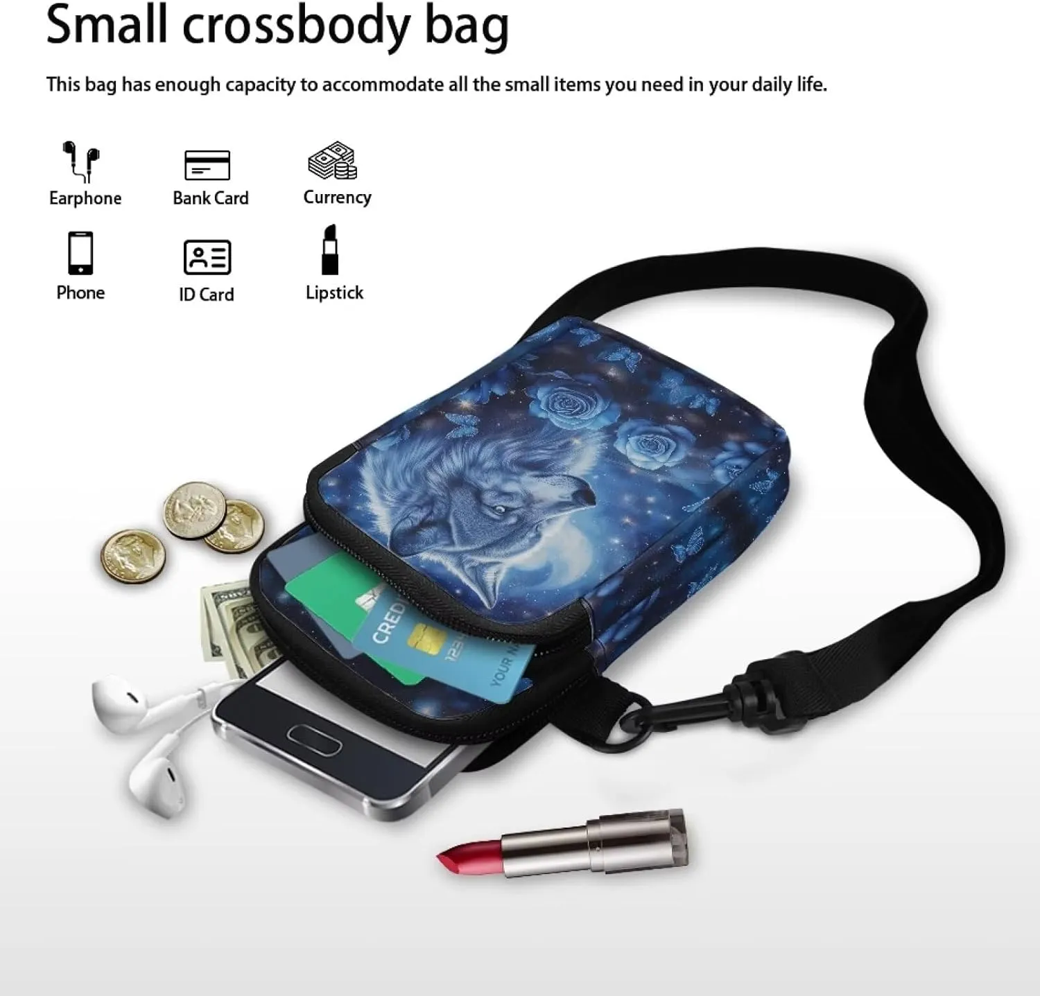 2 Layer Crossbody Bag Messenger Satchel Bags Wallet Phone Case for Men Women