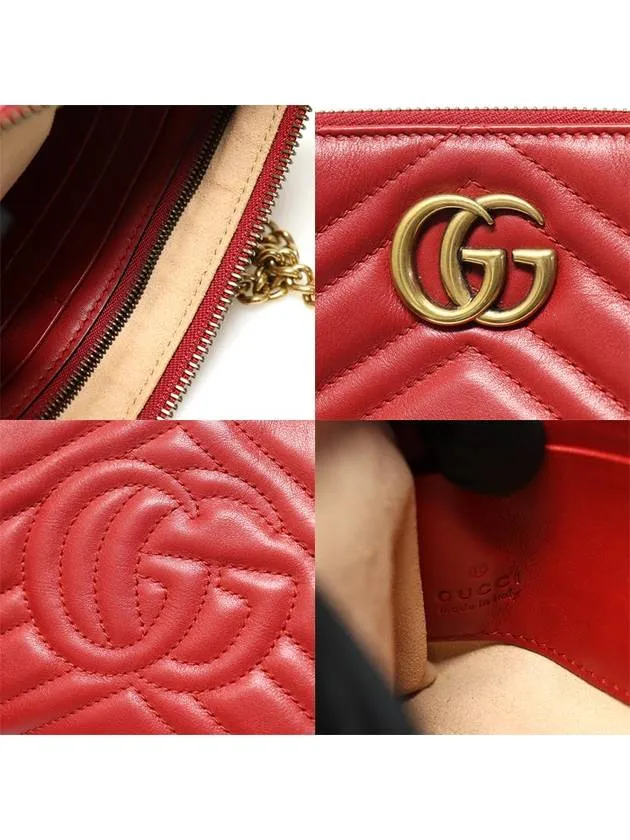443447 Red matelass gold chain GG Marmont mini cross bag