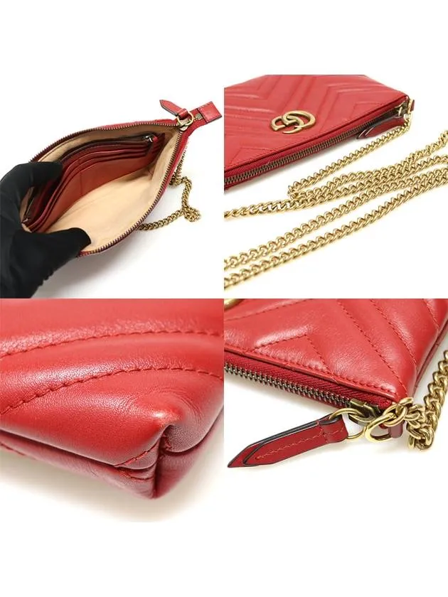 443447 Red matelass gold chain GG Marmont mini cross bag