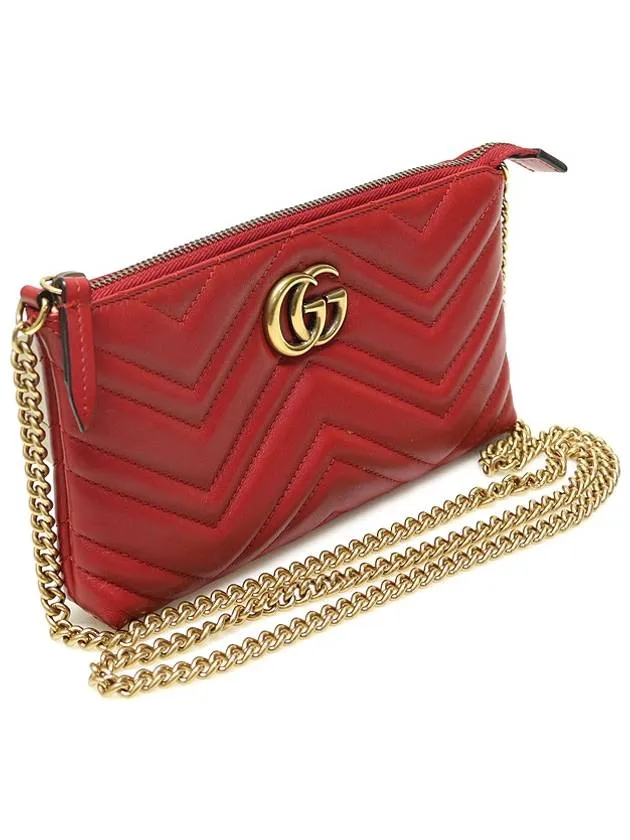 443447 Red matelass gold chain GG Marmont mini cross bag