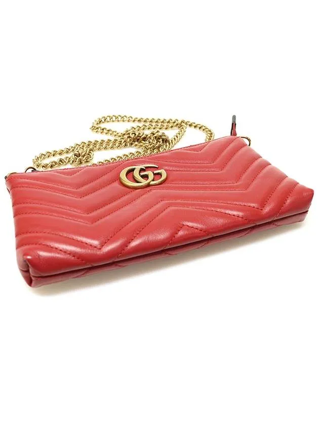 443447 Red matelass gold chain GG Marmont mini cross bag