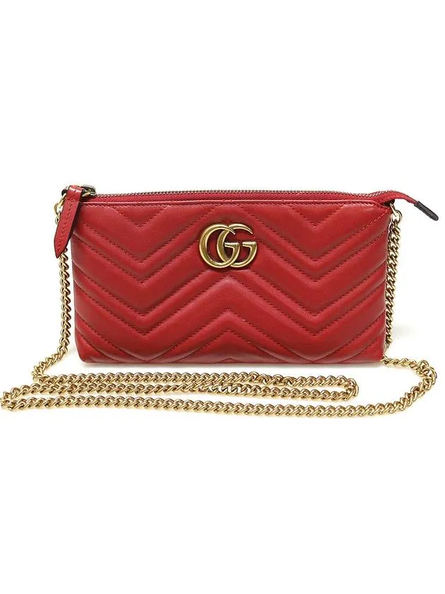 443447 Red matelass gold chain GG Marmont mini cross bag