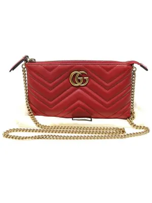 443447 Red matelass gold chain GG Marmont mini cross bag