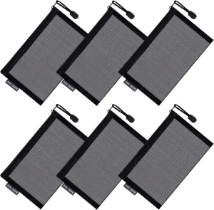 6 Pcs Small Makeup Bag for Purse, Mesh Cosmetic Bags, Portable Mesh Zipper Pouch Toiletry Bag Organizing Pouches for Travel (Black)