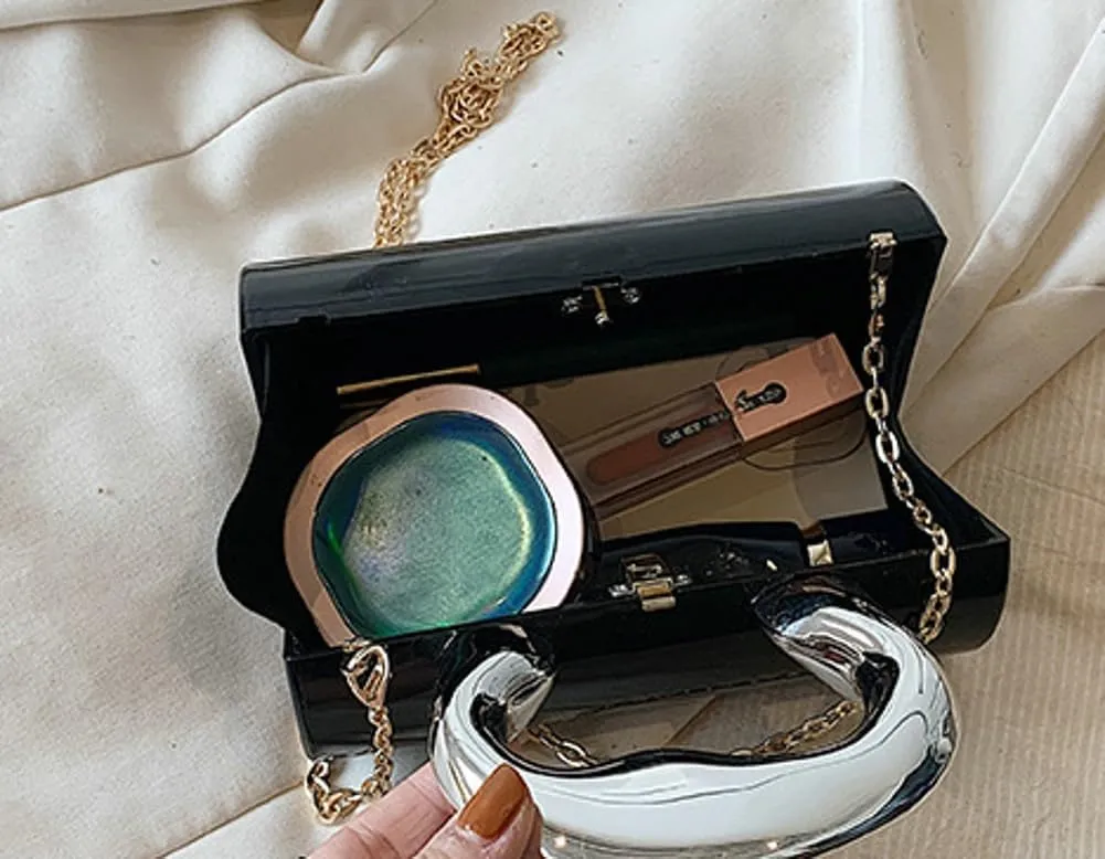Acrylic Clutch Tote for Women - Silver Crossbody Shoulder Bag, Hobo Satchel, Y2k Style Purse 2025