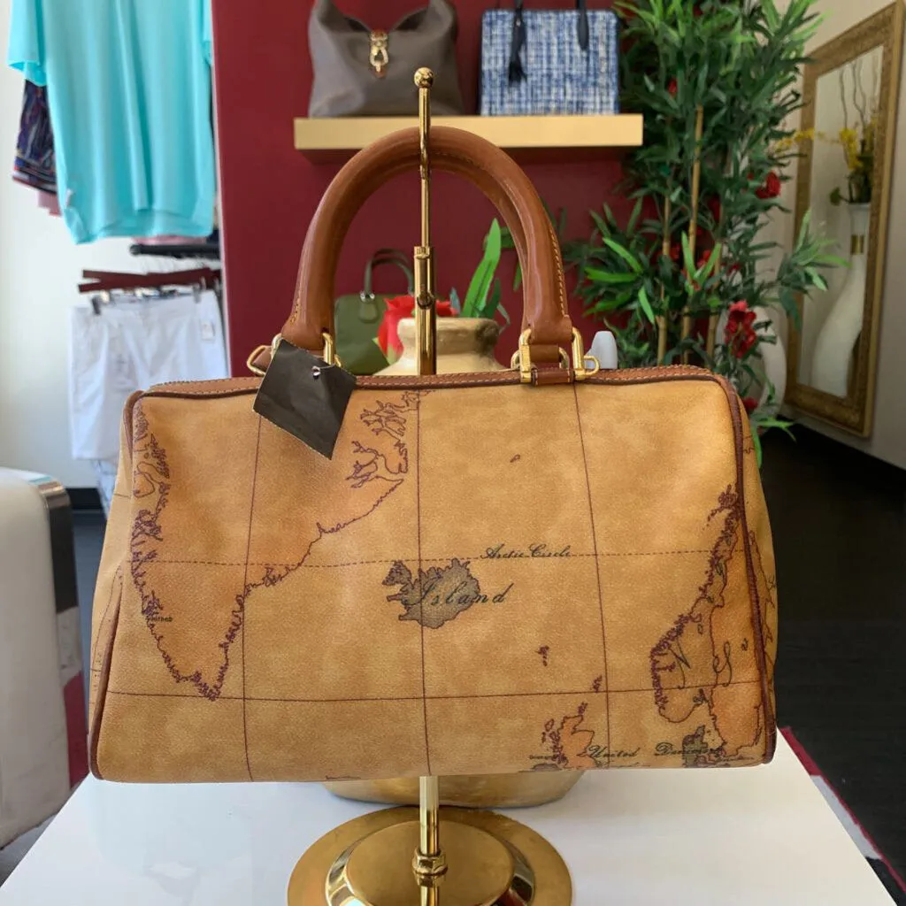Alviero Martini Brown Mini Map Handbag