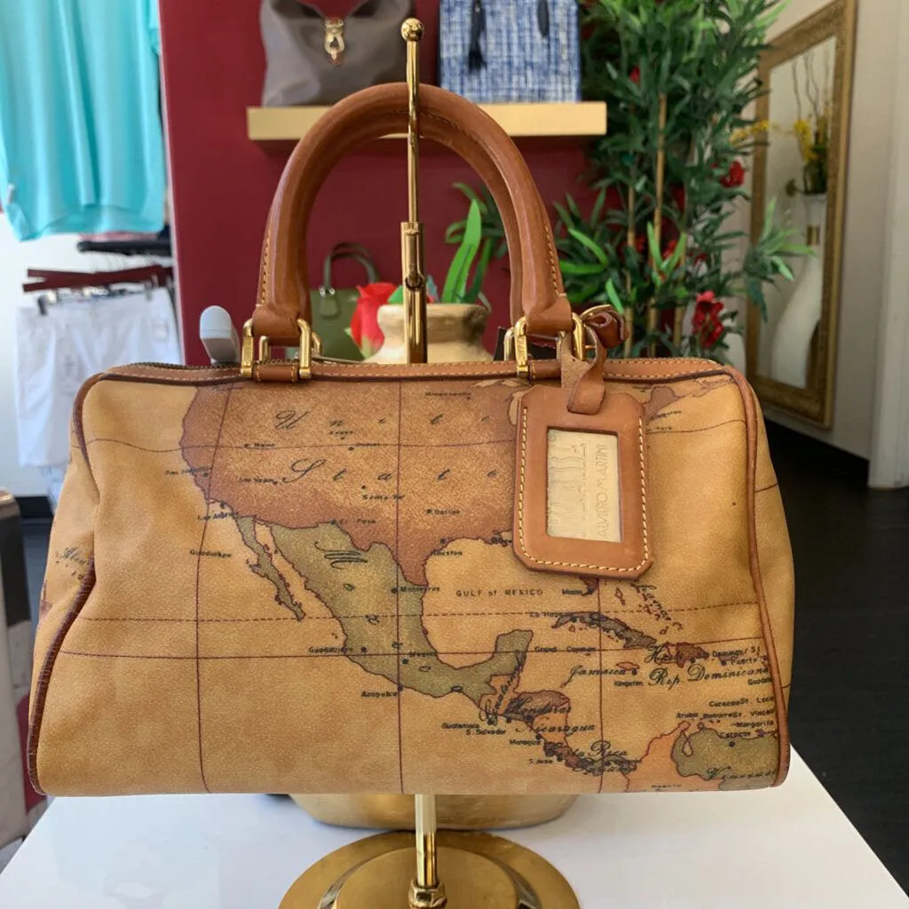 Alviero Martini Brown Mini Map Handbag