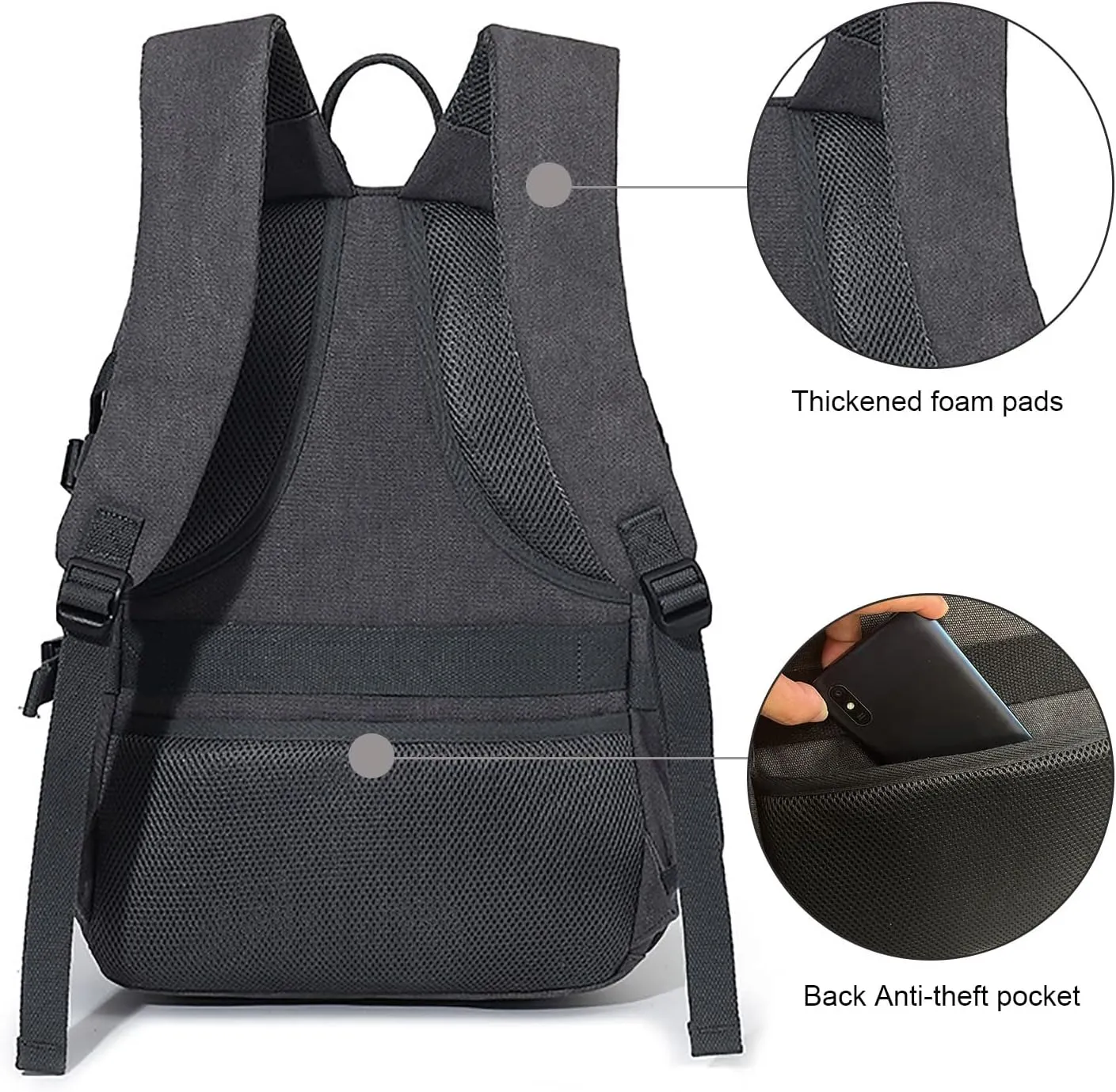AUGUR Canvas Backpack for Men Casual Daypack Vintage Rucksack Laptop Backpack fit 15-17 inch Travel Hiking School Backpack(35L-Grey)