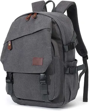 AUGUR Canvas Backpack for Men Casual Daypack Vintage Rucksack Laptop Backpack fit 15-17 inch Travel Hiking School Backpack(35L-Grey)