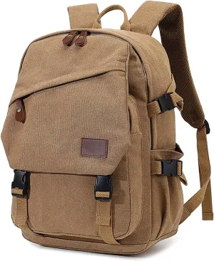 AUGUR Canvas Backpack for Men Casual Daypack Vintage Rucksack Laptop Backpack fit 15-17 inch Travel Hiking School Backpack(35L-Khaki)