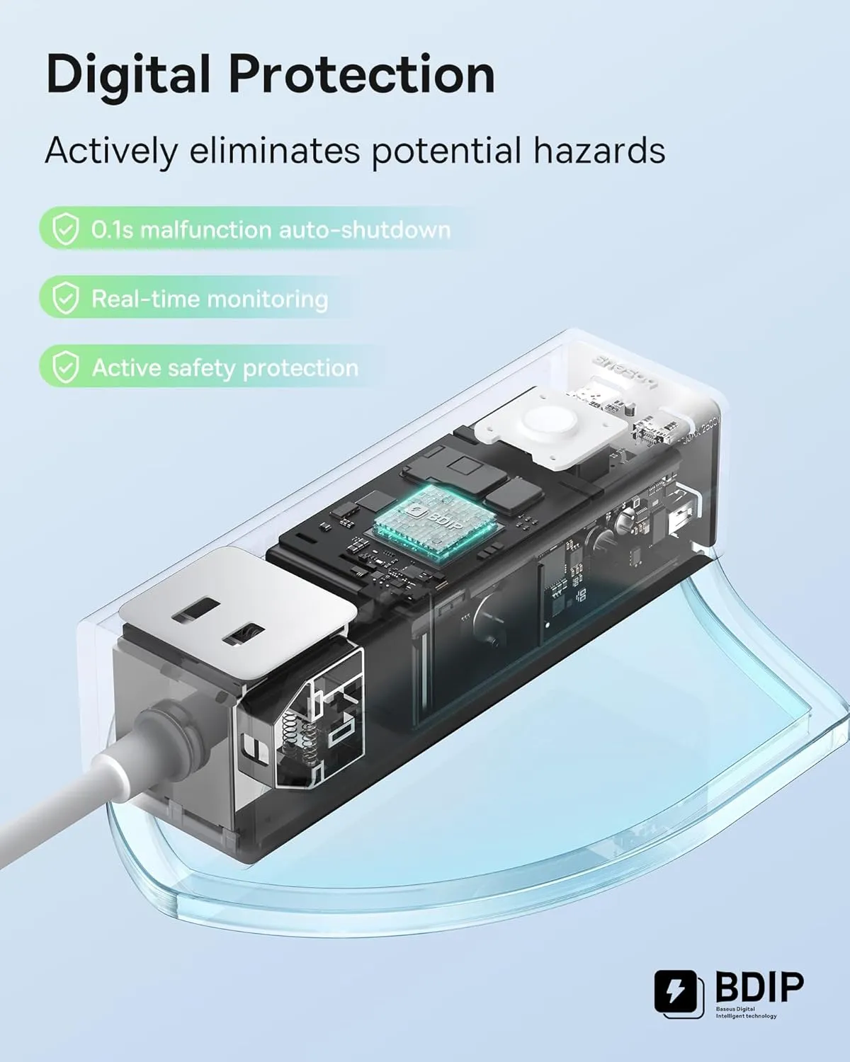 Baseus Power Strip Surge Protector 1200J - PD100W USB C Charger Extension Cord with 3 AC Outlets & 3 USB Port Fast Charging Charging Station for Office Dorm Room Home