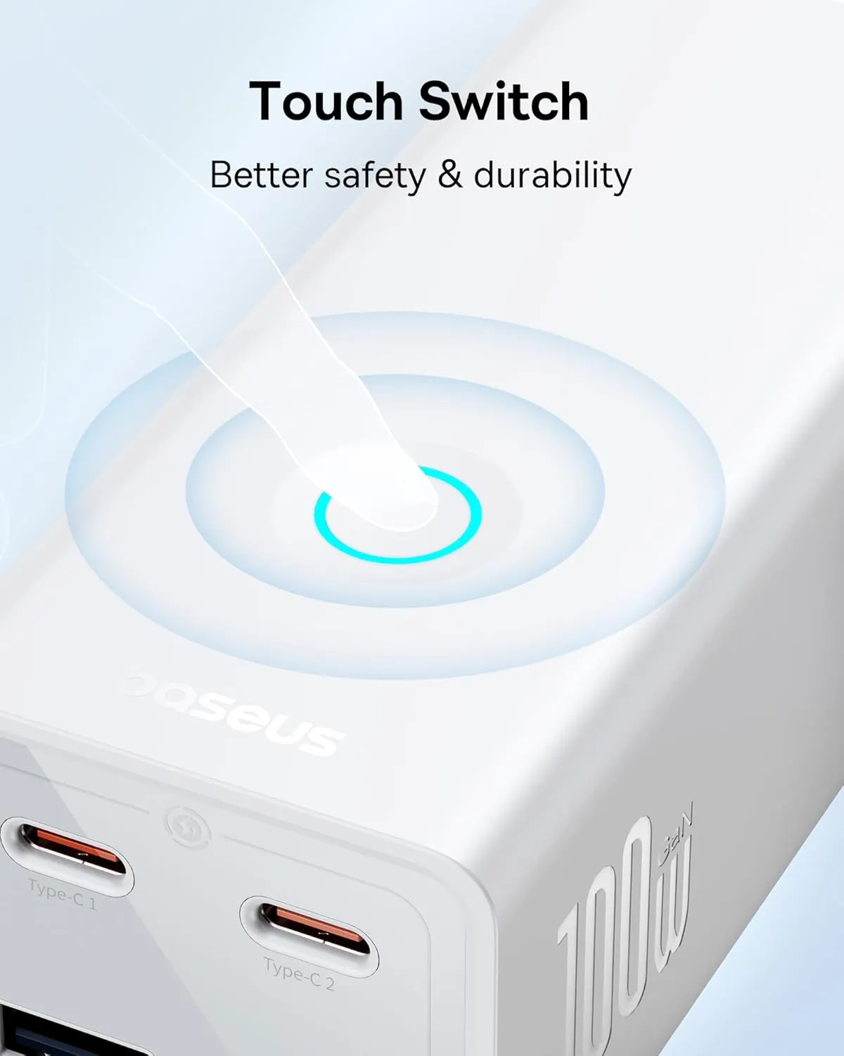 Baseus Power Strip Surge Protector 1200J - PD100W USB C Charger Extension Cord with 3 AC Outlets & 3 USB Port Fast Charging Charging Station for Office Dorm Room Home