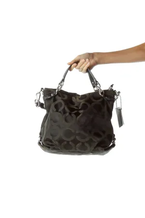 Black Circle Print Shoulder Bag