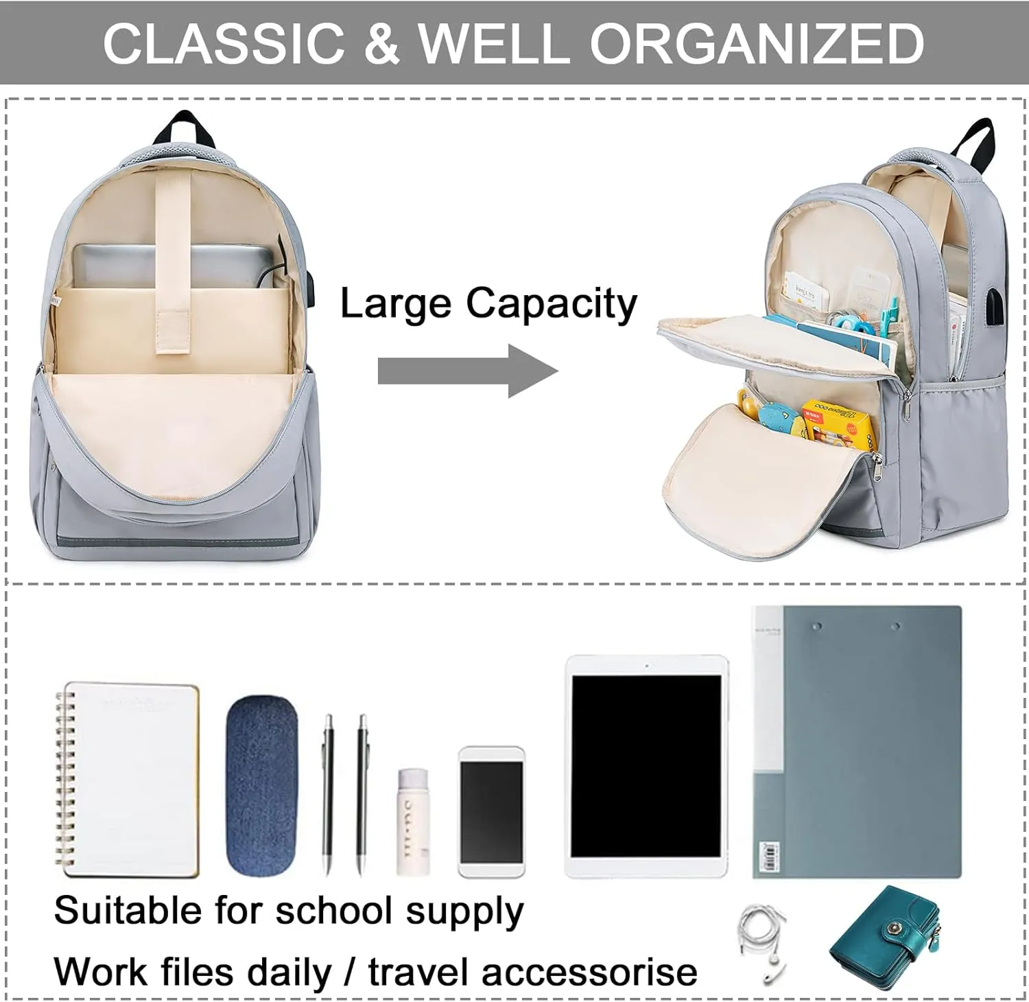 Bluboon Backpack for Women 15.6 Inch Laptop Bookbag College School Backpack Girls Schoolbag Compartment Daypack for Business