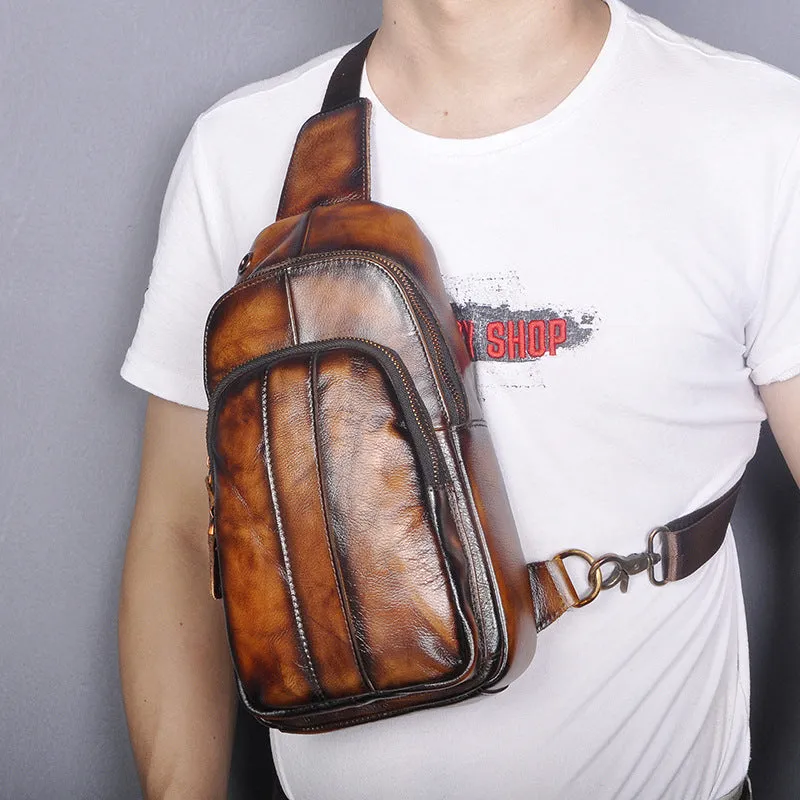 Blue Leather Sling Backpack Crossbody Sling Backpack Best Cross Body Sling Bag Mens Leather Sling Bags