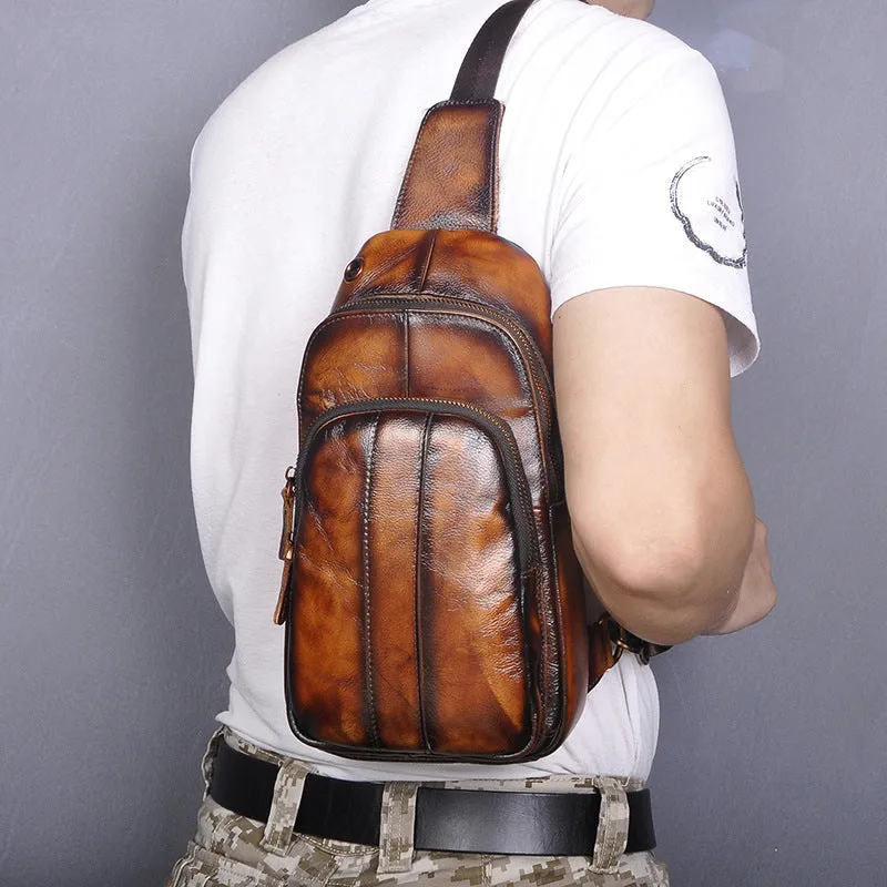Blue Leather Sling Backpack Crossbody Sling Backpack Best Cross Body Sling Bag Mens Leather Sling Bags