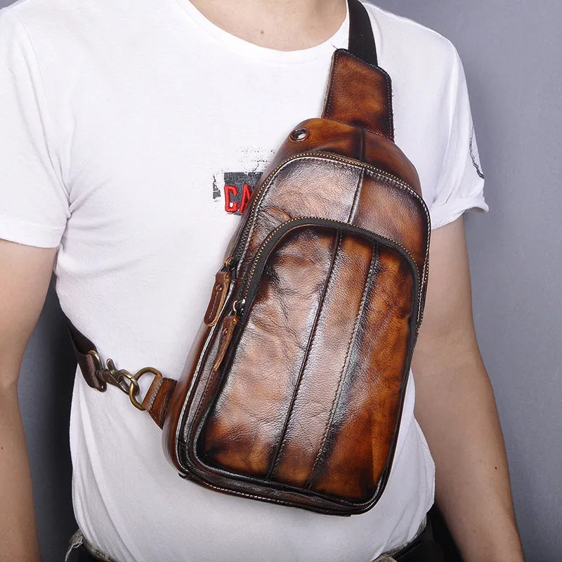 Blue Leather Sling Backpack Crossbody Sling Backpack Best Cross Body Sling Bag Mens Leather Sling Bags