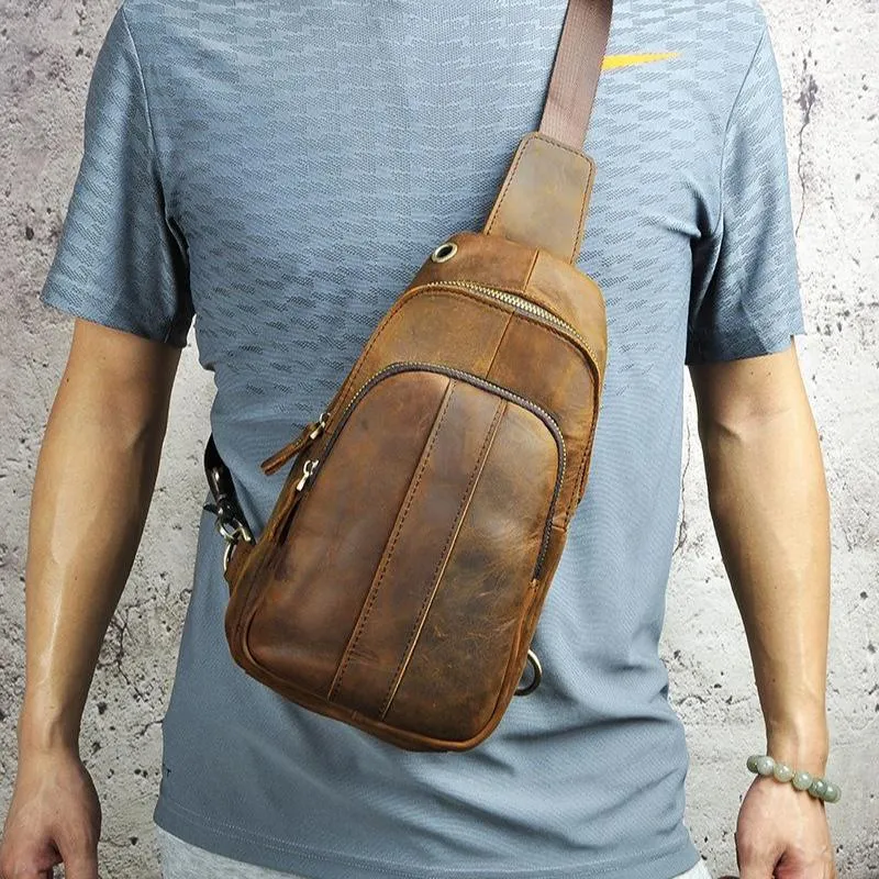Blue Leather Sling Backpack Crossbody Sling Backpack Best Cross Body Sling Bag Mens Leather Sling Bags