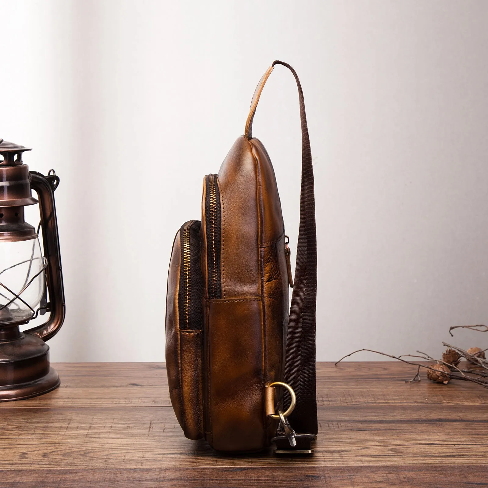 Blue Leather Sling Backpack Crossbody Sling Backpack Best Cross Body Sling Bag Mens Leather Sling Bags