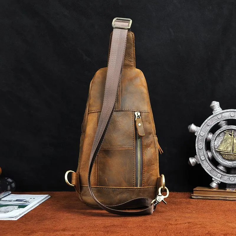 Blue Leather Sling Backpack Crossbody Sling Backpack Best Cross Body Sling Bag Mens Leather Sling Bags