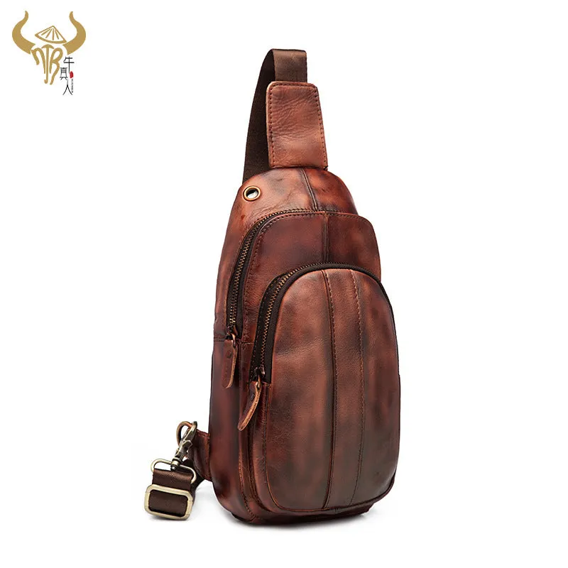 Blue Leather Sling Backpack Crossbody Sling Backpack Best Cross Body Sling Bag Mens Leather Sling Bags