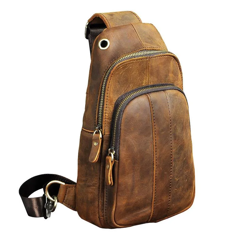 Blue Leather Sling Backpack Crossbody Sling Backpack Best Cross Body Sling Bag Mens Leather Sling Bags
