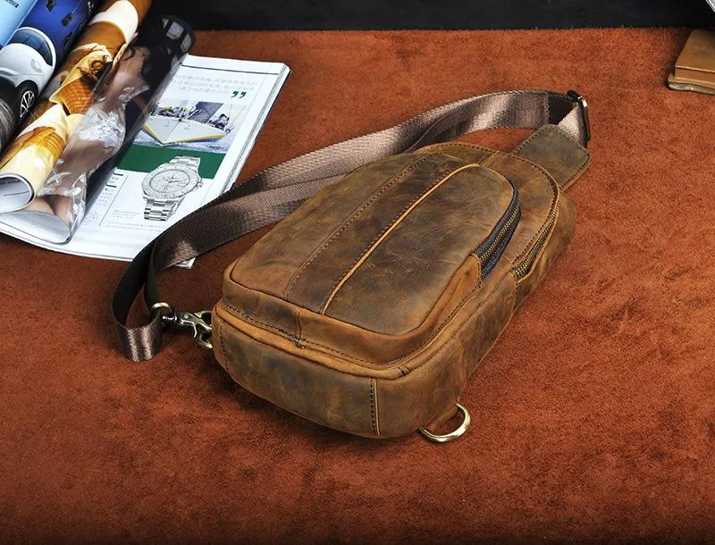 Blue Leather Sling Backpack Crossbody Sling Backpack Best Cross Body Sling Bag Mens Leather Sling Bags