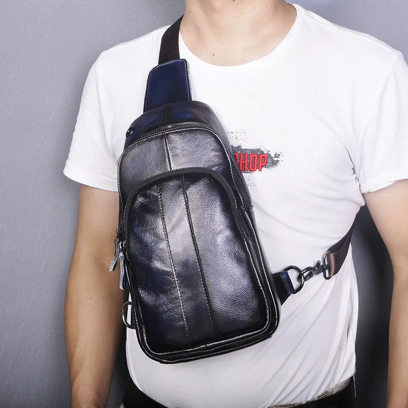 Blue Leather Sling Backpack Crossbody Sling Backpack Best Cross Body Sling Bag Mens Leather Sling Bags
