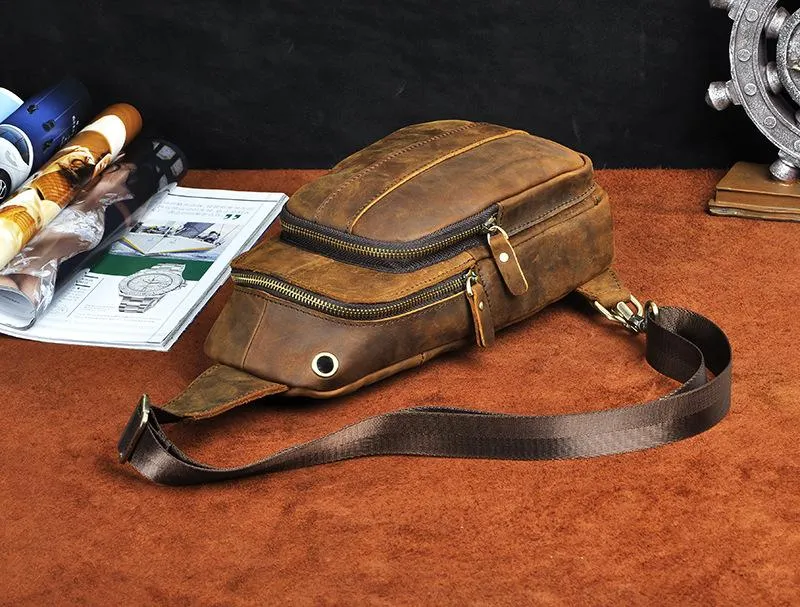 Blue Leather Sling Backpack Crossbody Sling Backpack Best Cross Body Sling Bag Mens Leather Sling Bags
