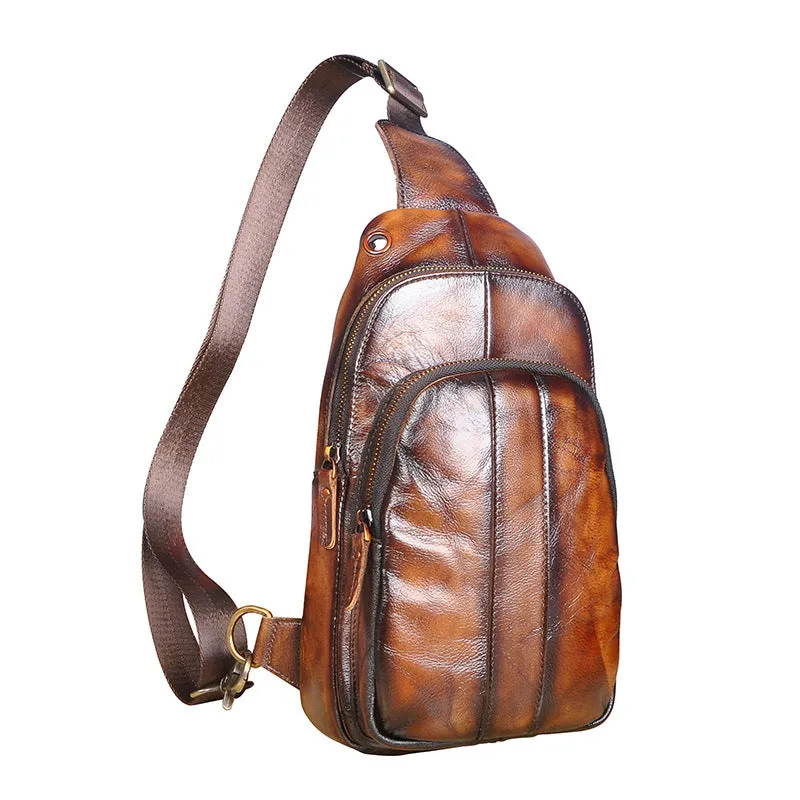 Blue Leather Sling Backpack Crossbody Sling Backpack Best Cross Body Sling Bag Mens Leather Sling Bags