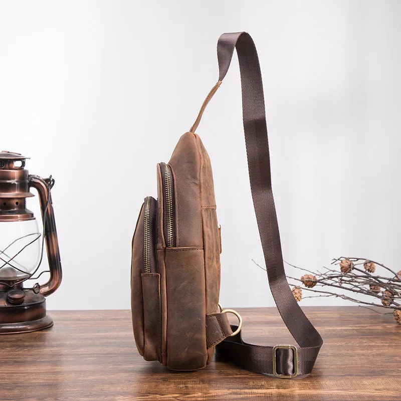 Blue Leather Sling Backpack Crossbody Sling Backpack Best Cross Body Sling Bag Mens Leather Sling Bags