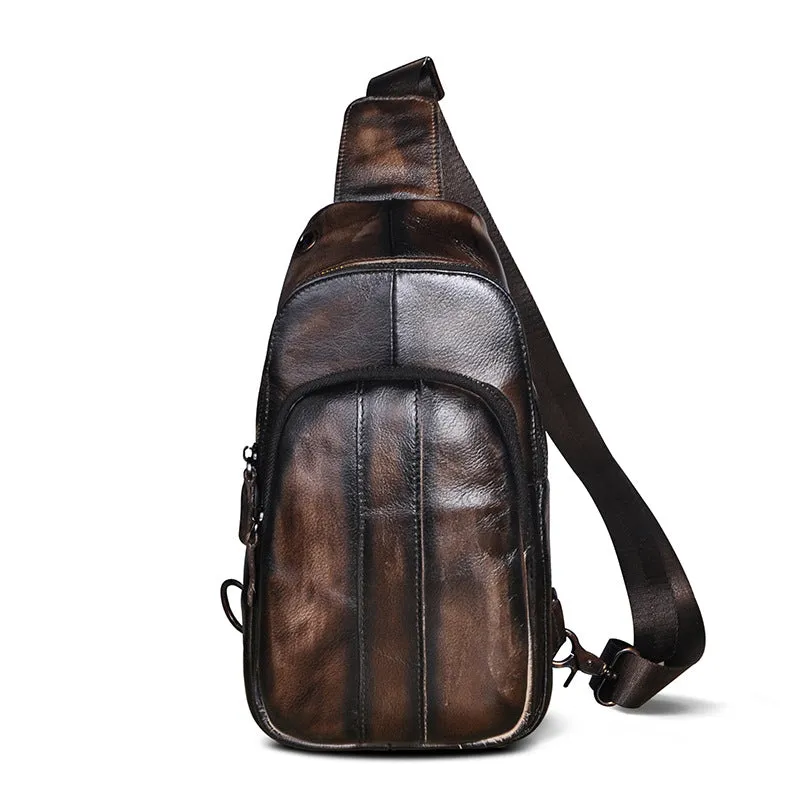Blue Leather Sling Backpack Crossbody Sling Backpack Best Cross Body Sling Bag Mens Leather Sling Bags