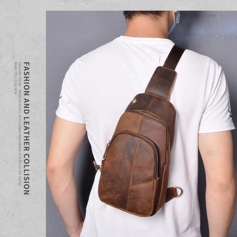 Blue Leather Sling Backpack Crossbody Sling Backpack Best Cross Body Sling Bag Mens Leather Sling Bags