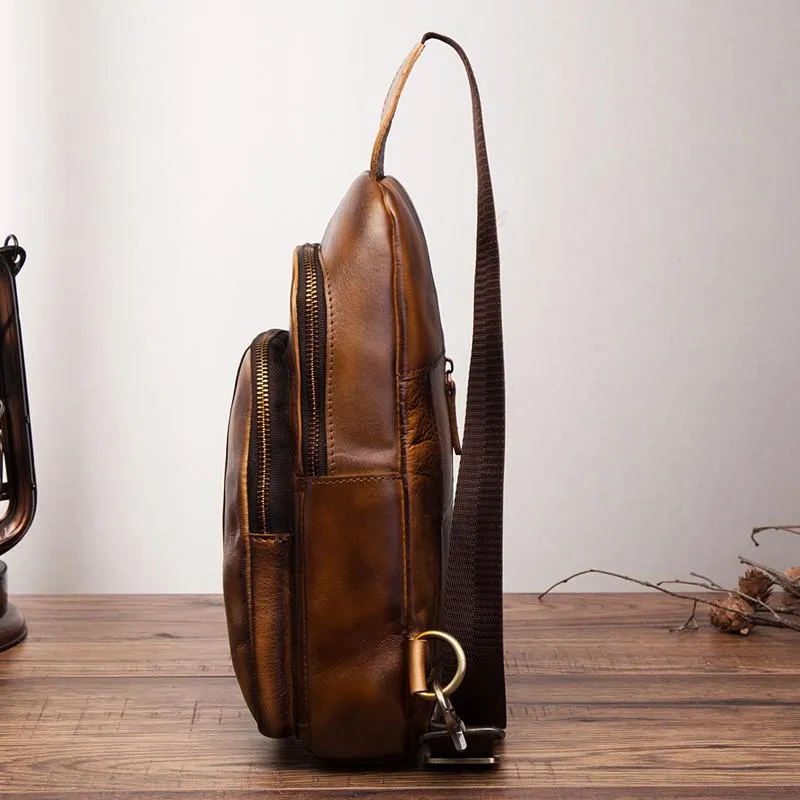 Blue Leather Sling Backpack Crossbody Sling Backpack Best Cross Body Sling Bag Mens Leather Sling Bags