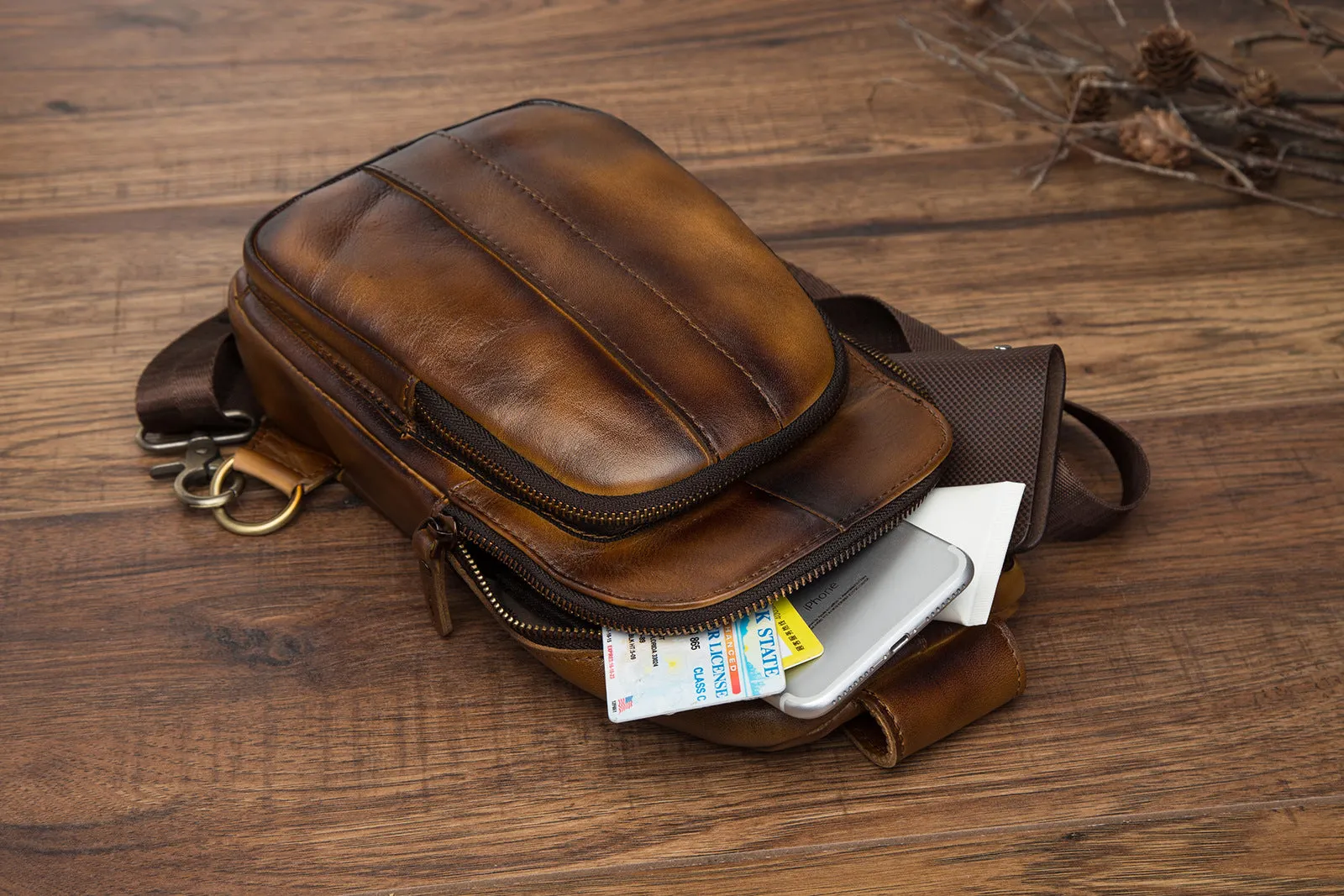 Blue Leather Sling Backpack Crossbody Sling Backpack Best Cross Body Sling Bag Mens Leather Sling Bags