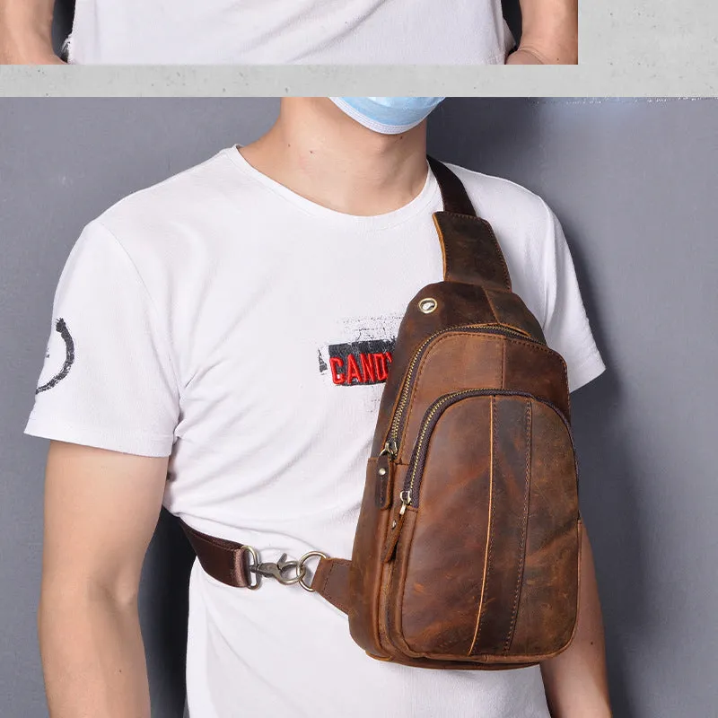Blue Leather Sling Backpack Crossbody Sling Backpack Best Cross Body Sling Bag Mens Leather Sling Bags
