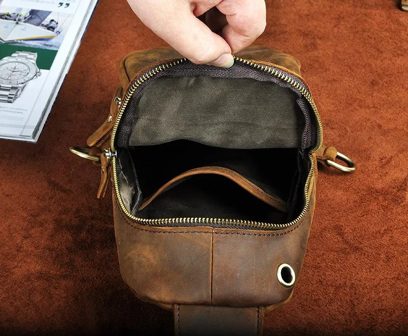 Blue Leather Sling Backpack Crossbody Sling Backpack Best Cross Body Sling Bag Mens Leather Sling Bags