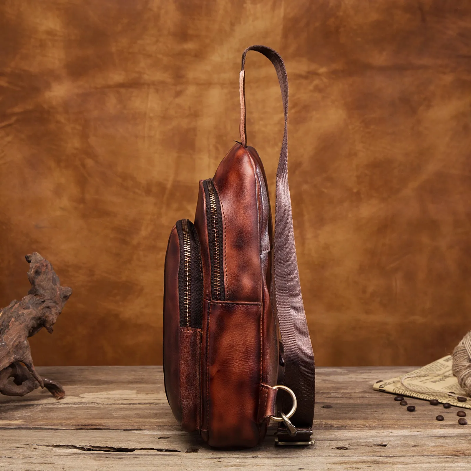 Blue Leather Sling Backpack Crossbody Sling Backpack Best Cross Body Sling Bag Mens Leather Sling Bags