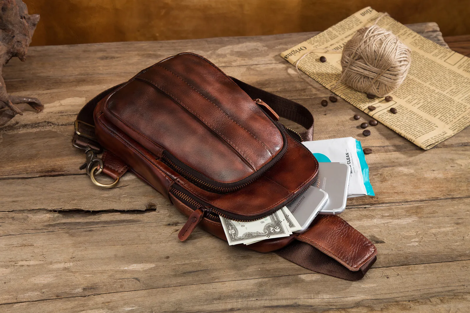 Blue Leather Sling Backpack Crossbody Sling Backpack Best Cross Body Sling Bag Mens Leather Sling Bags