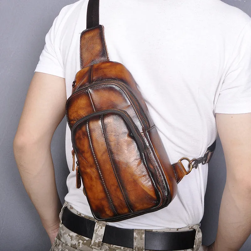 Blue Leather Sling Backpack Crossbody Sling Backpack Best Cross Body Sling Bag Mens Leather Sling Bags
