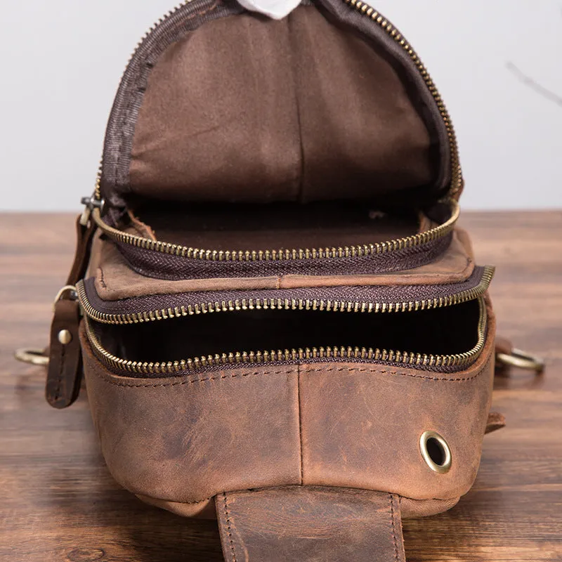 Blue Leather Sling Backpack Crossbody Sling Backpack Best Cross Body Sling Bag Mens Leather Sling Bags