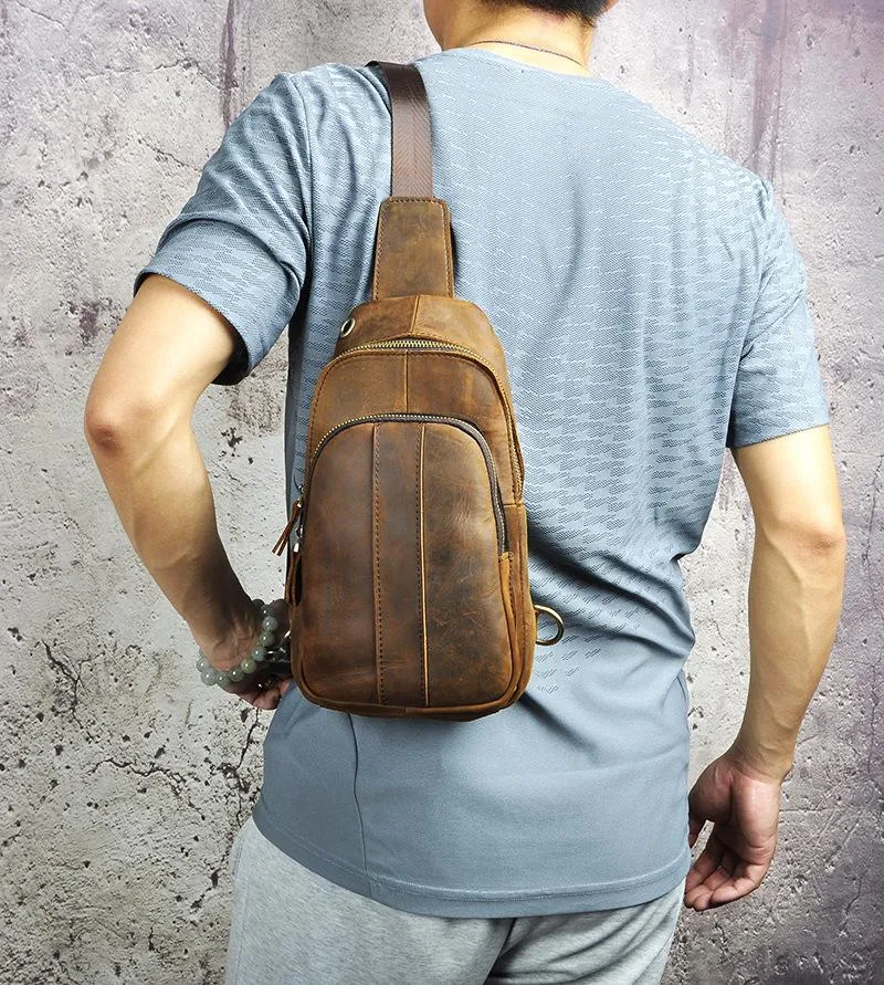 Blue Leather Sling Backpack Crossbody Sling Backpack Best Cross Body Sling Bag Mens Leather Sling Bags