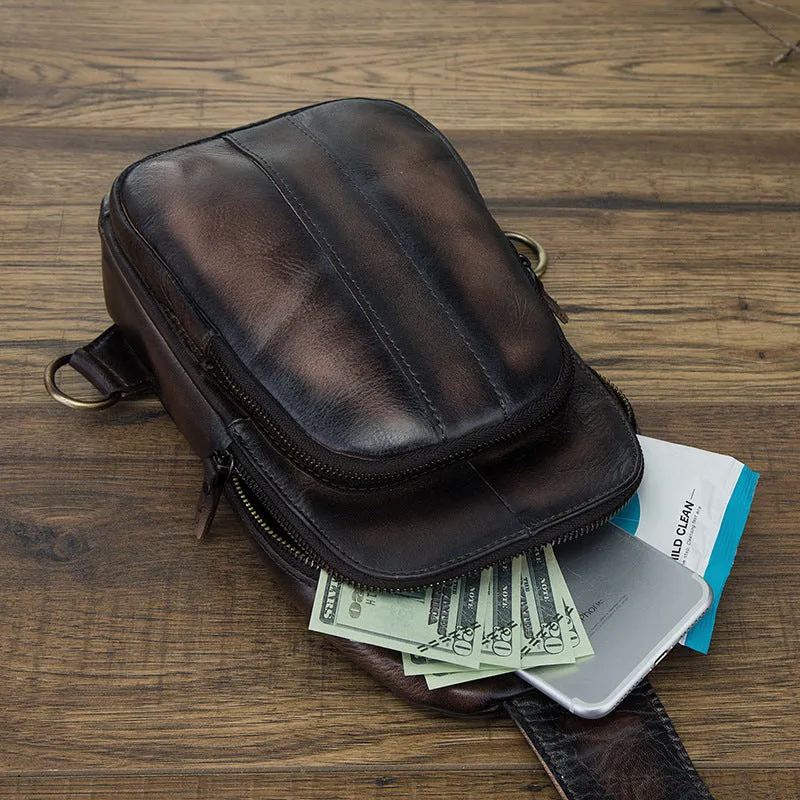 Blue Leather Sling Backpack Crossbody Sling Backpack Best Cross Body Sling Bag Mens Leather Sling Bags
