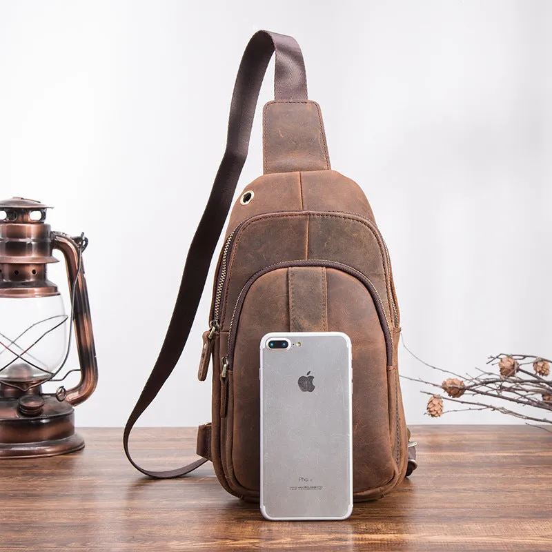 Blue Leather Sling Backpack Crossbody Sling Backpack Best Cross Body Sling Bag Mens Leather Sling Bags
