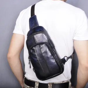Blue Leather Sling Backpack Crossbody Sling Backpack Best Cross Body Sling Bag Mens Leather Sling Bags