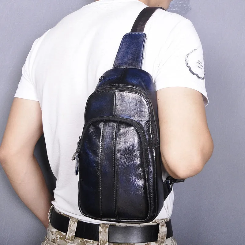 Blue Leather Sling Backpack Crossbody Sling Backpack Best Cross Body Sling Bag Mens Leather Sling Bags