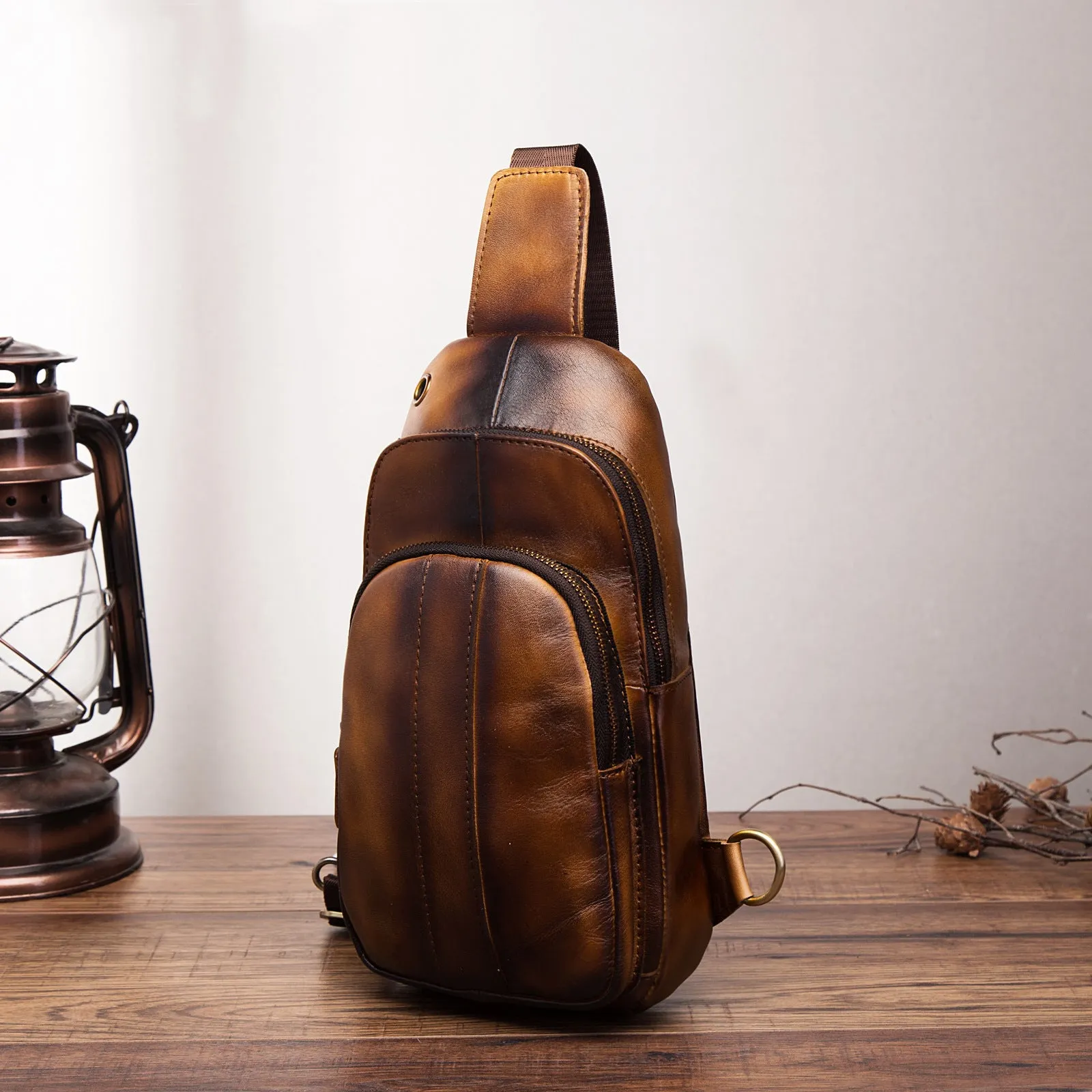 Blue Leather Sling Backpack Crossbody Sling Backpack Best Cross Body Sling Bag Mens Leather Sling Bags
