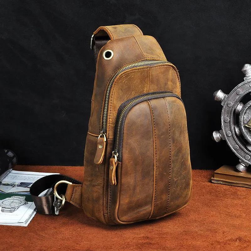 Blue Leather Sling Backpack Crossbody Sling Backpack Best Cross Body Sling Bag Mens Leather Sling Bags