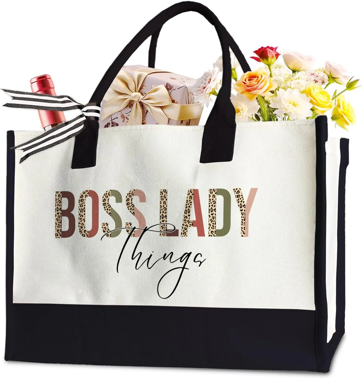 Boss Appreciation Tote Bag for Boss Day, Birthday, Boss Lady Things Tote Bag for Boss Lady Colleagues Leader Manager, 17 x 11.8 x 7 Inches